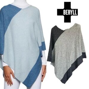 Beryll Cashmere Gray Asymmetrical Poncho One Size
